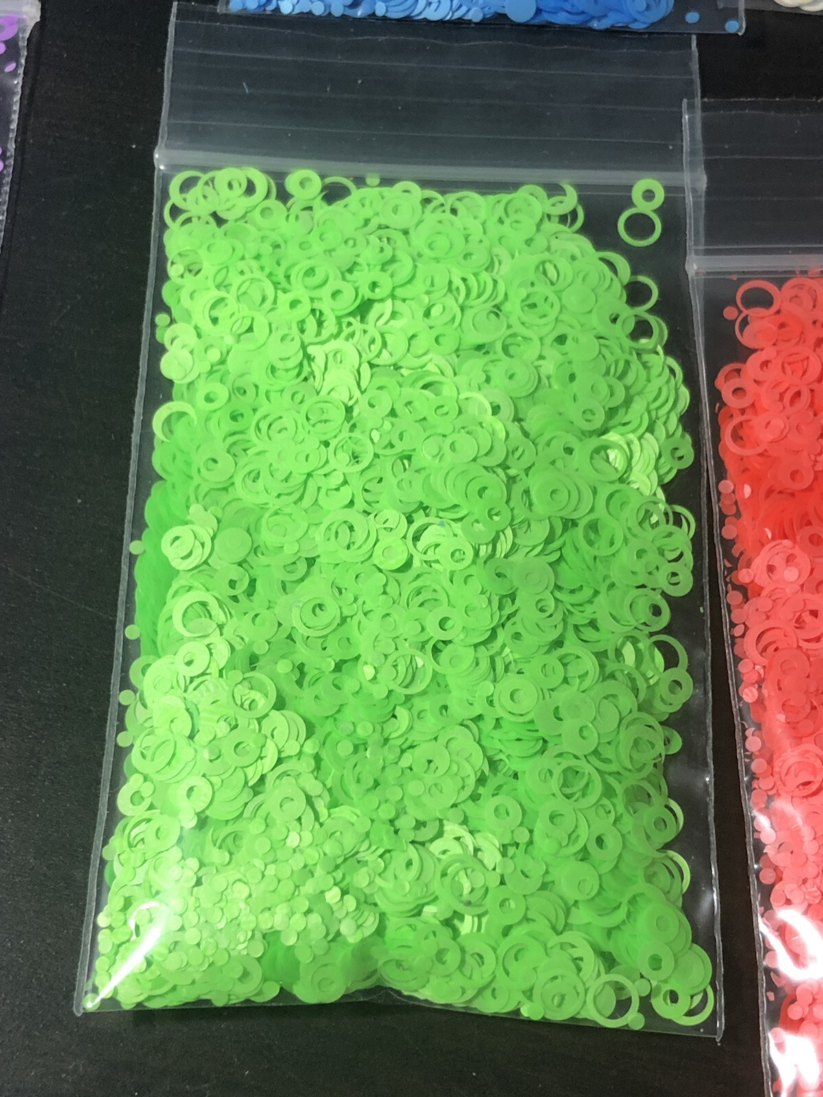 Neon Green HOLLOW CIRCLE Shape Epoxy Resin Nail Art Face Festival Craft 1oz/28g