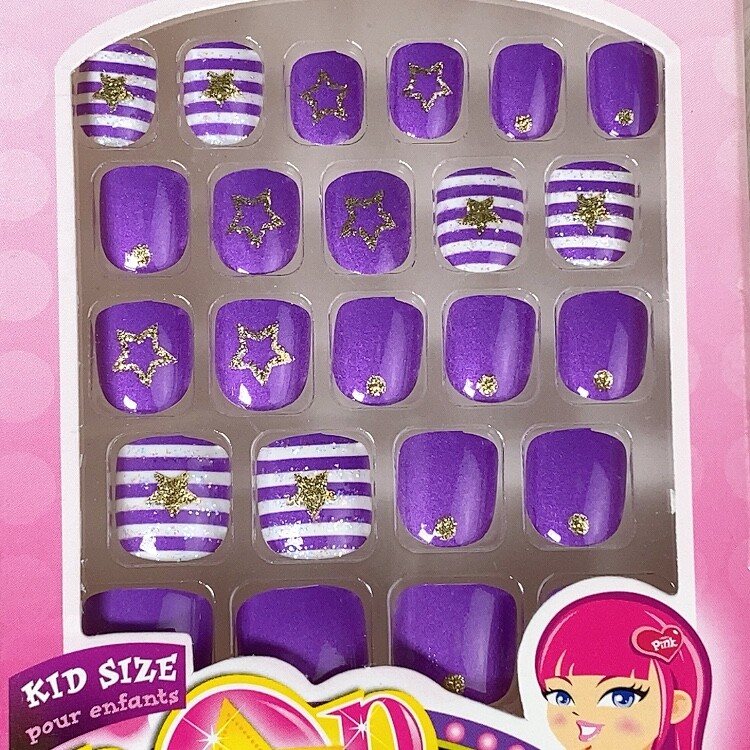 Broadway Kiss Little Diva Press On Nails Gel Candy for Girls Pinks Purple Aqua
