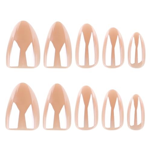 Pearl Chrome Press on Nails Short Almond Fake Nails Nude Nails Style-A Style-40