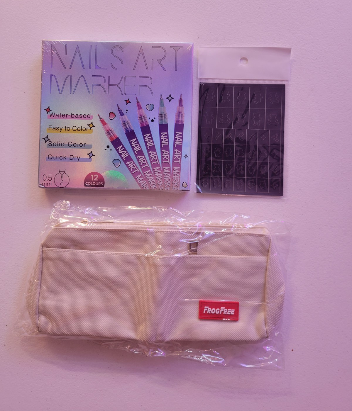 Nail Art Marker Set 12 Colors Water-Based Quick Dry + Butterfly Stencils