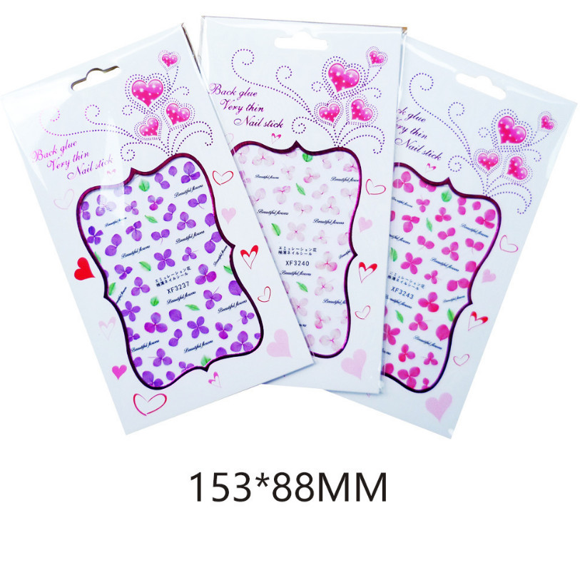 Nail Art 3D Stickers Design Decoration Tip Flowers Pink Yellow Purple Green NS36