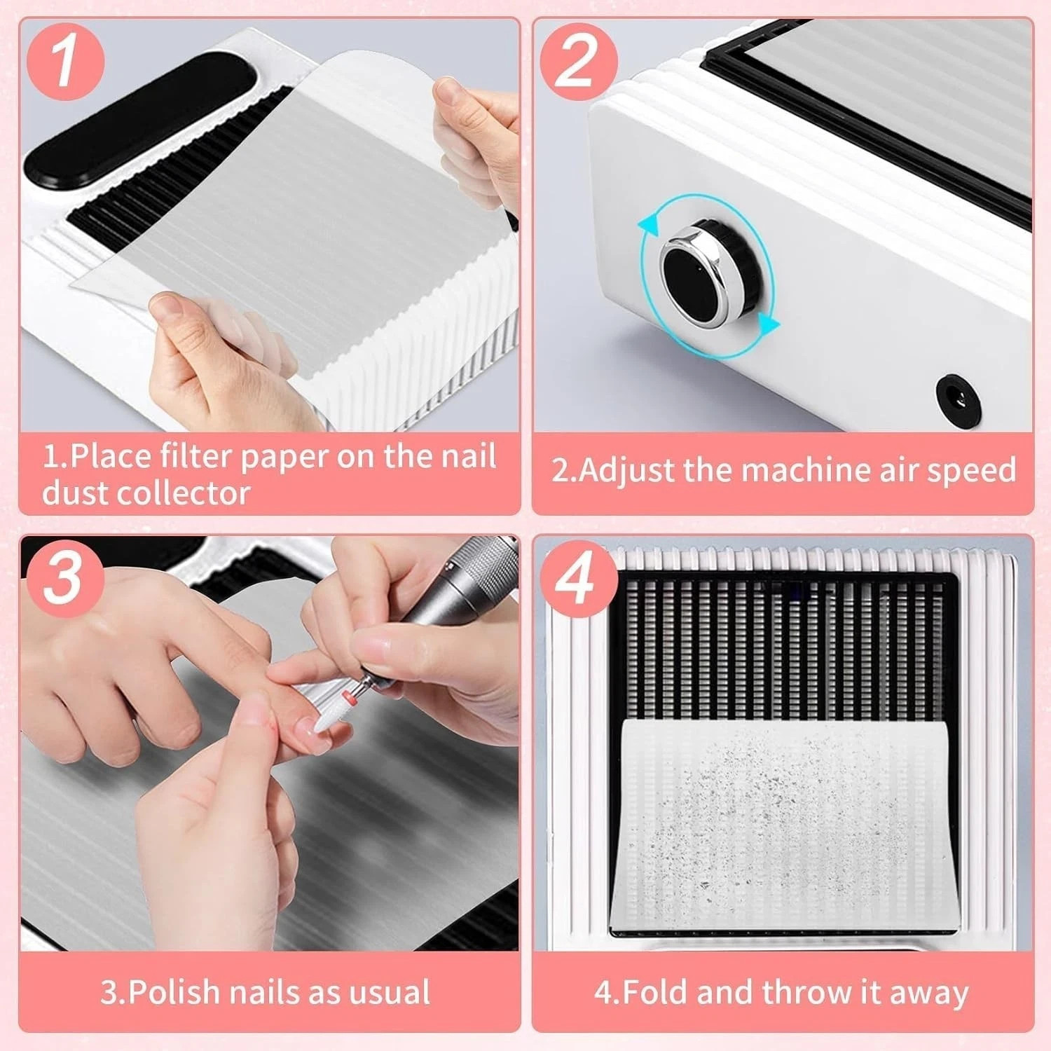 Easy to Replace & Cost-Effective Versatile 100 Pack Nail Vacuum Filter Sheets