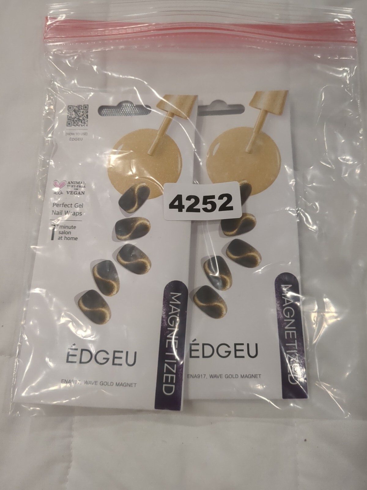 Perfect Gel Nail Wraps, ENA 917 Wave Gold Magnet, 2- 19 Piece Kits New