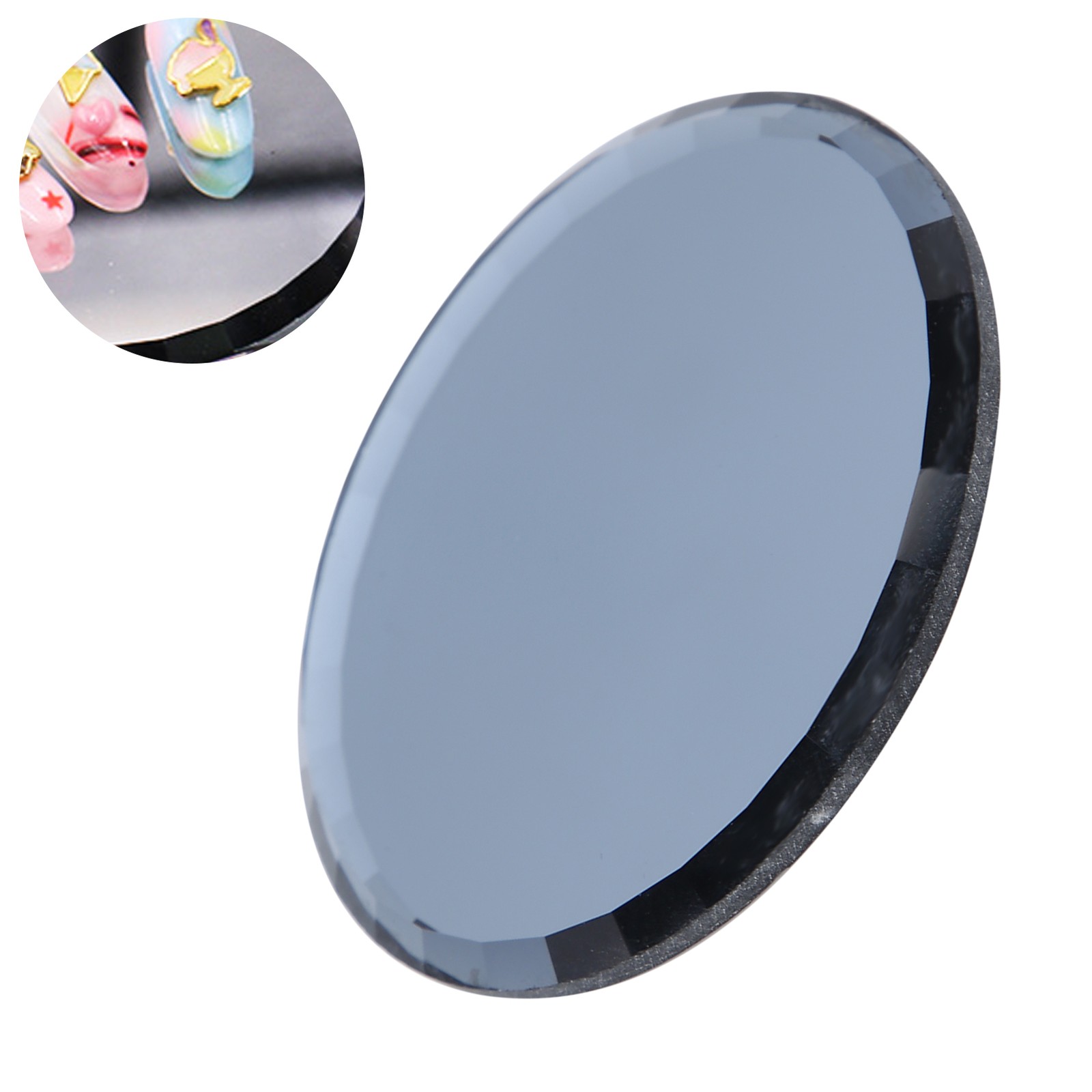 False Nail Mirror Glass Display Board Manicure Drawing Color Mixing Tool (Black)