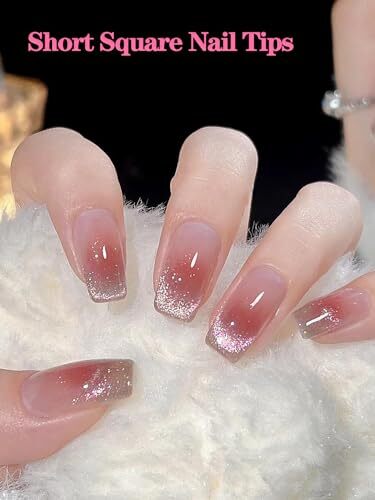 Extra Short Square Nail Tips, 240pcs Half Matte Square French Nail Tips Short