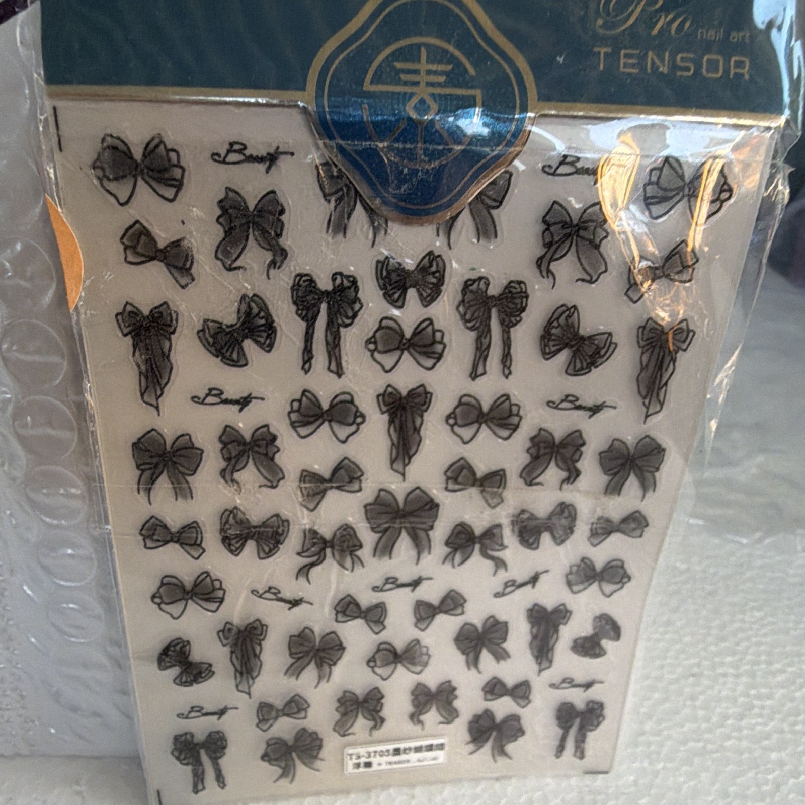 3D Nail Art Lot Self-Adhesive Heart & Bow Decals White, Black, Gold & Silver
