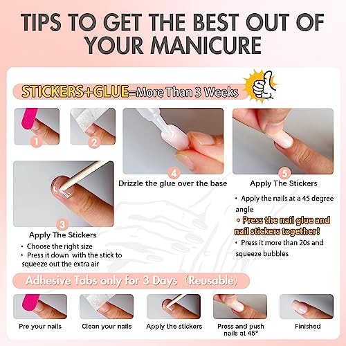 Hot Pink French Tip Press on Nails Short Square Nails french square hot pink