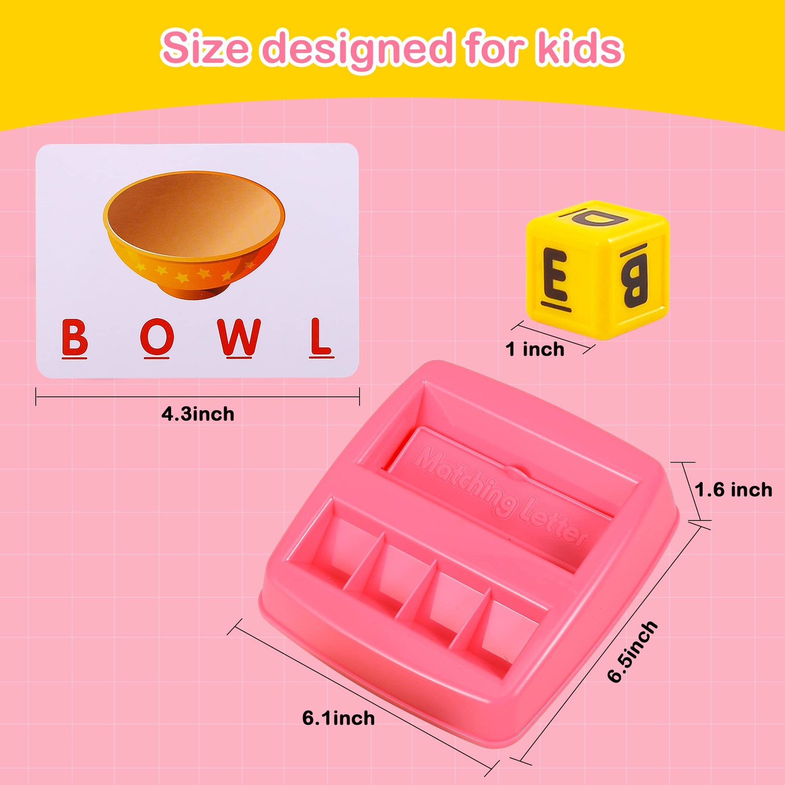 Fenikso Matching Letter Game, Alphabet Spelling & Reading Words, Small, Pink