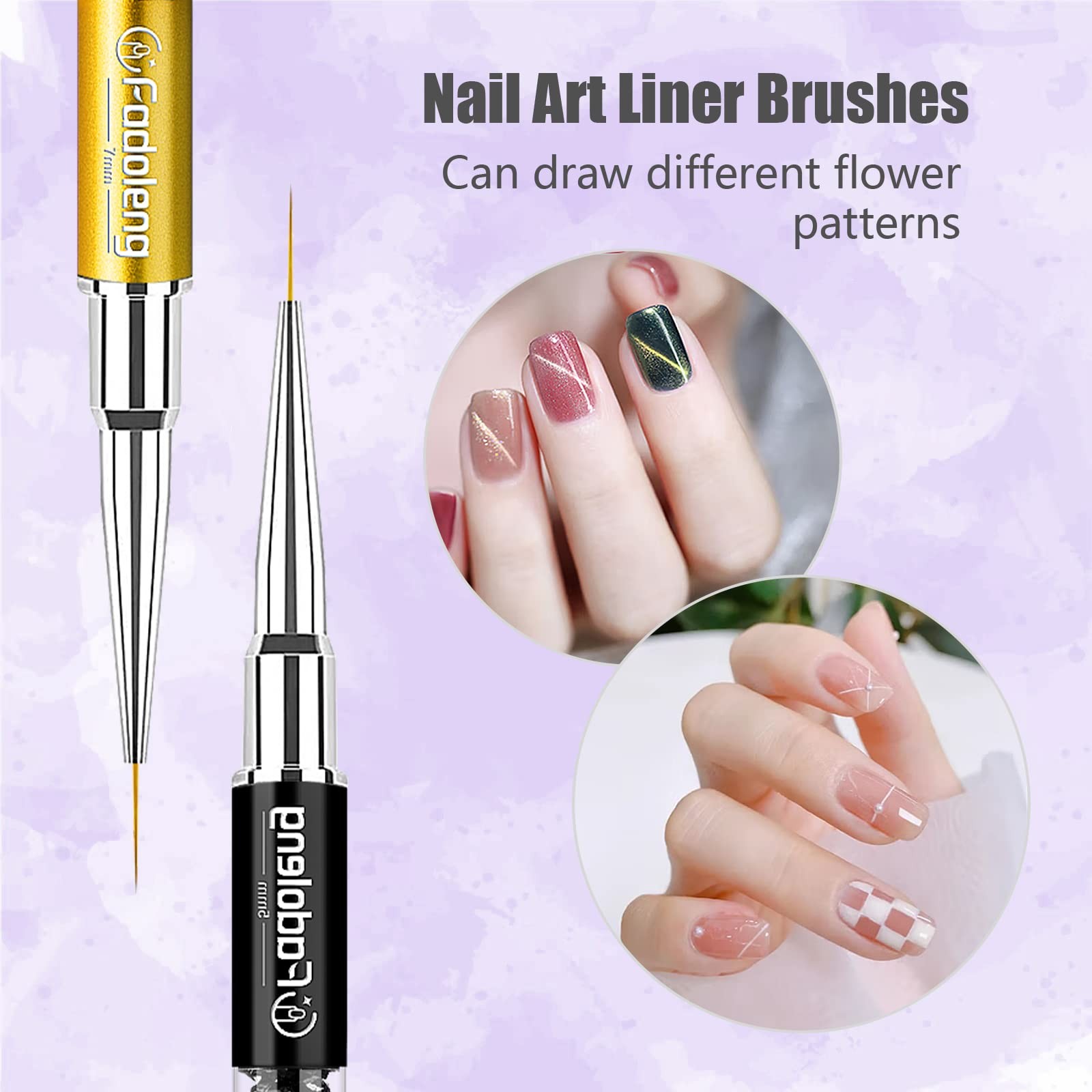 Nail Art Brushes, 7Pcs Nail Design Brushes for Salon at Home DIY Manicure wit…