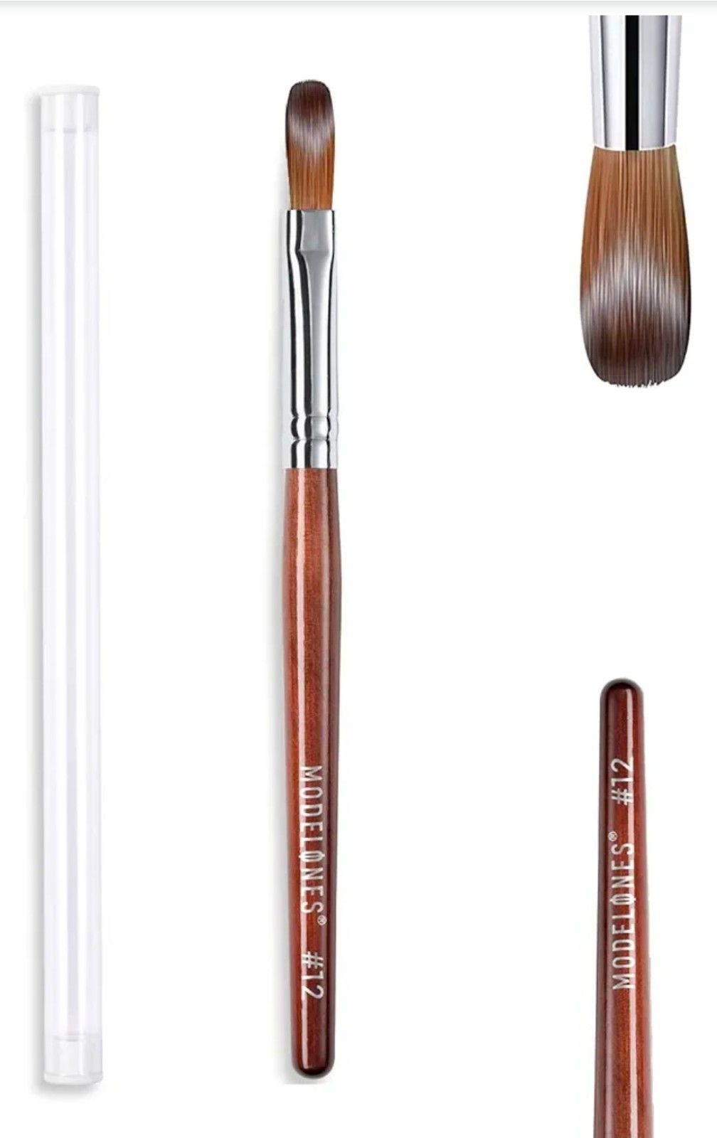 Modelones Kolinsky Acrylic Nail Brush Pure Kolinsky Acrylic Red Wood Handle#12