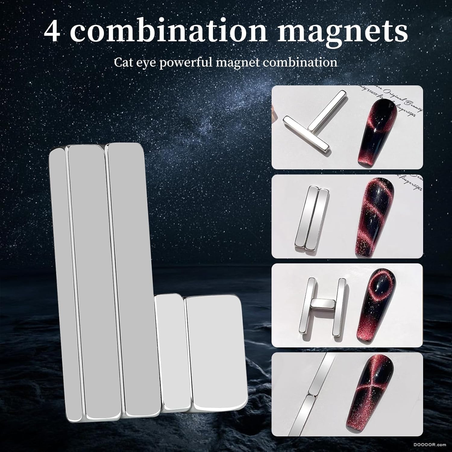 Portable 5-Piece Cat Eye Nail Art Magnet Set – Easy Use & Stunning Effects