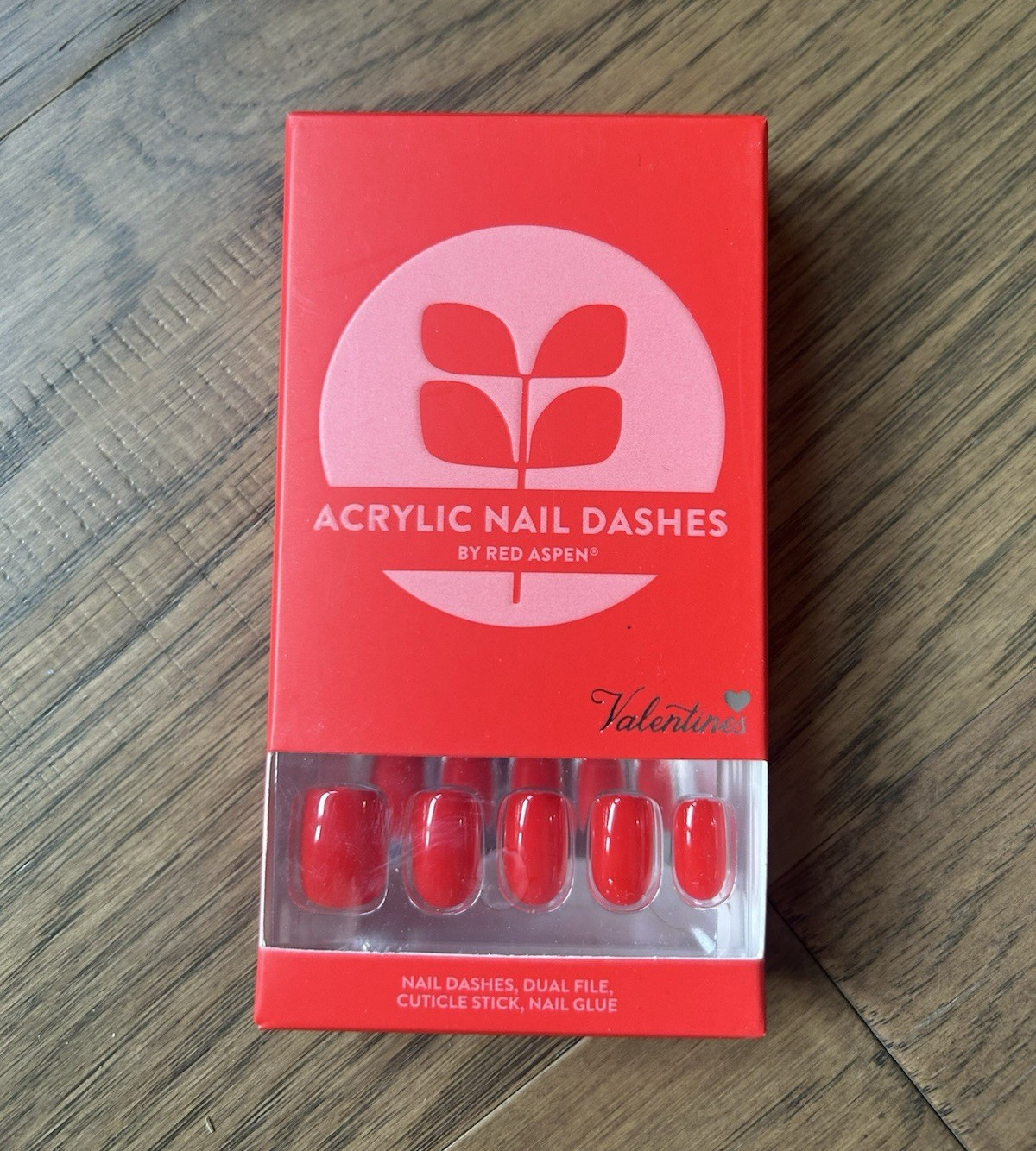 Red Aspen Acrylic Press-On Nails Shiny Red endearing Edith Glue Included