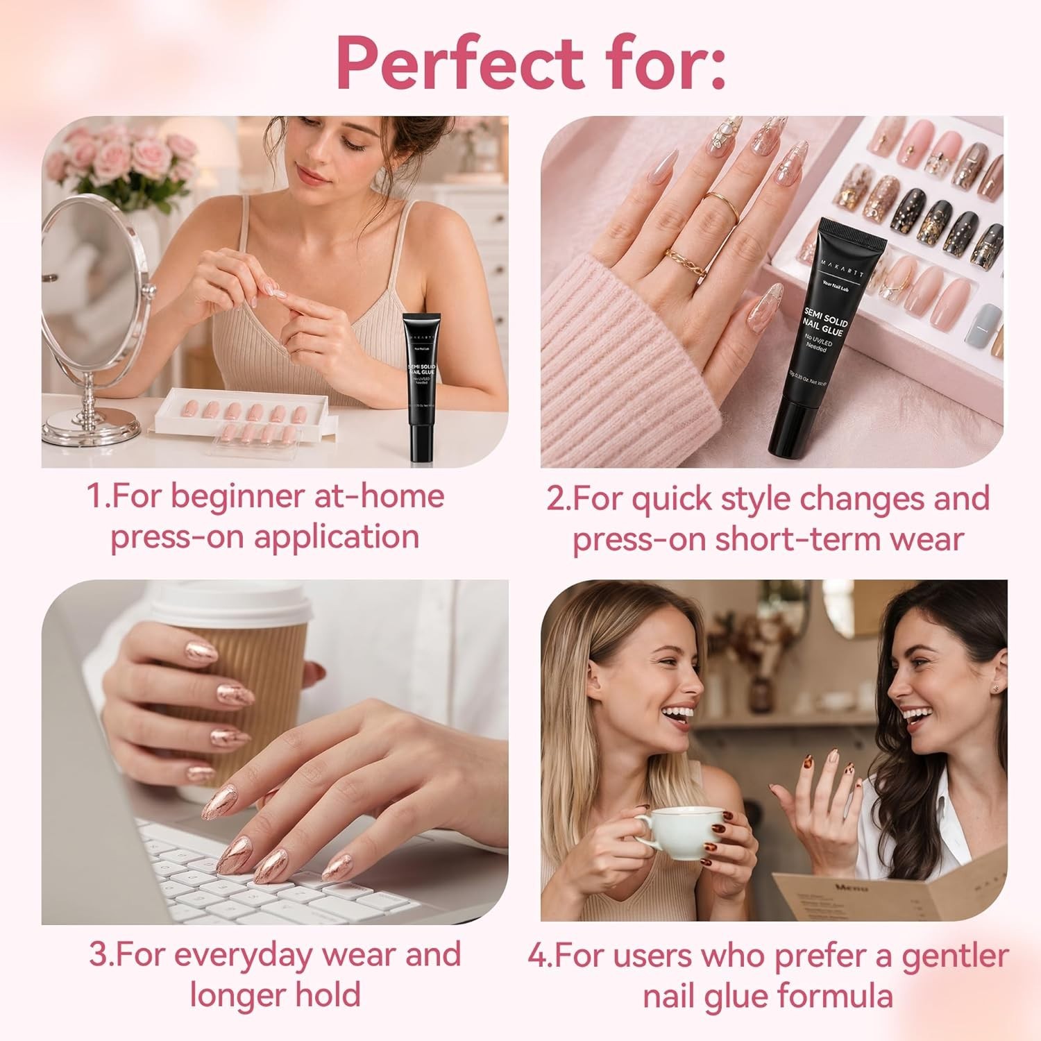 Makartt Press On Nail Glue: No UV Lamp Needed, 20s Air Dry Adjustable for Beginn