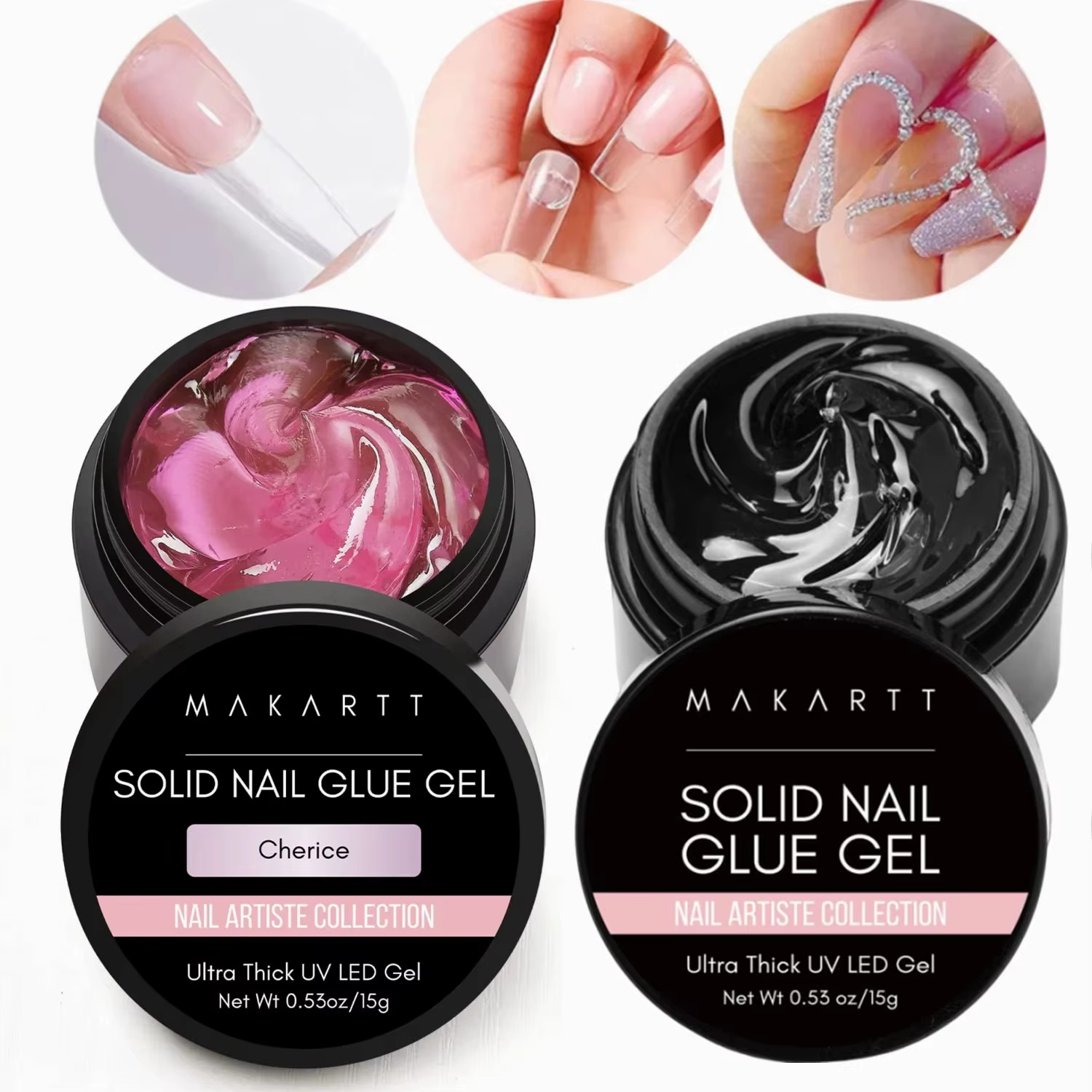 Solid Nail Gel for Acrylic Nail Tips Glue Gel Curing Needed UV Cured for Press o
