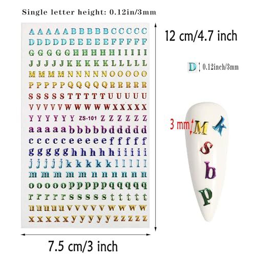 8 Sheets 3mm Alphabet Stickers Mini Capital Lowercase Letter Stickers