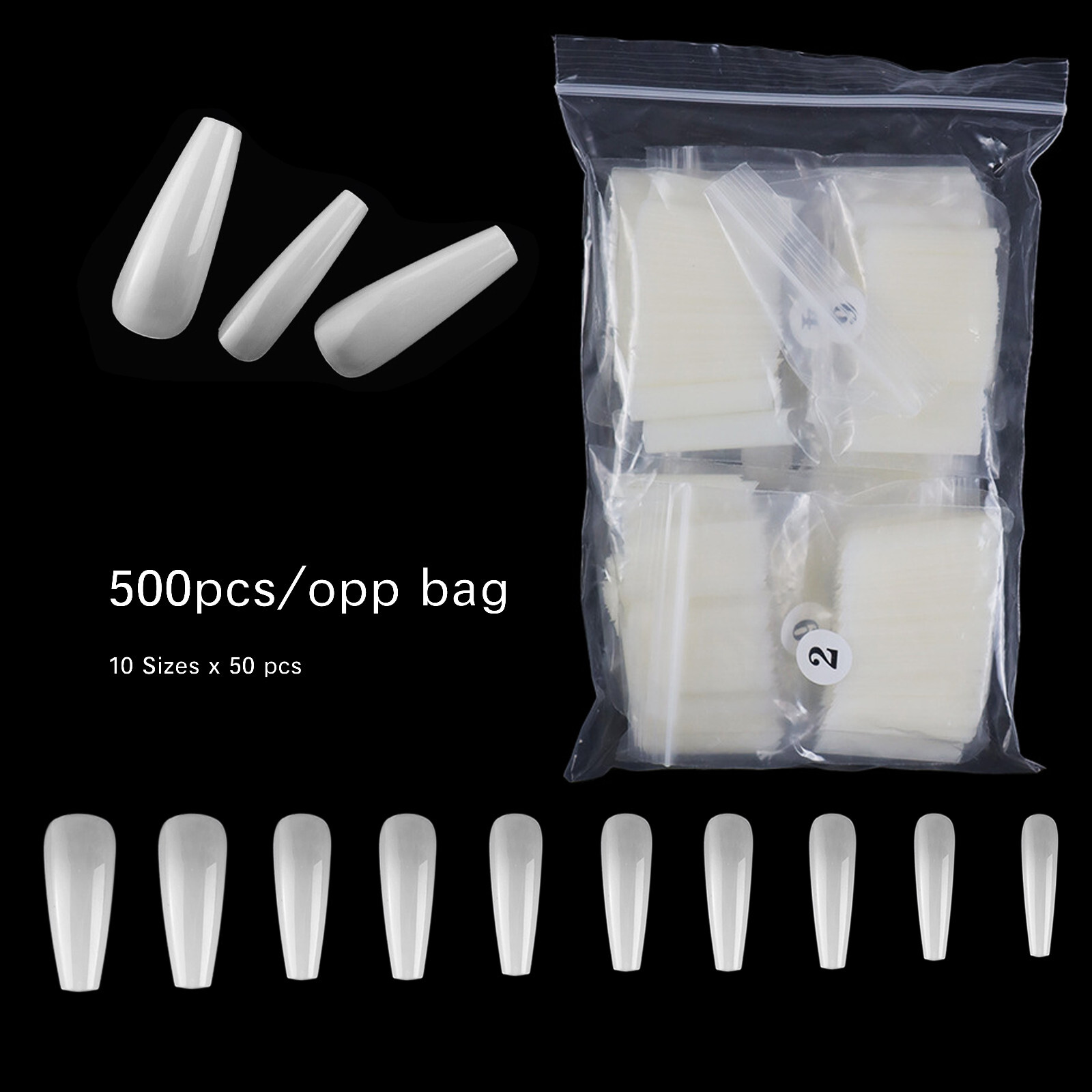 [DDP] Coffin Fake Nail Short Ballerina Press On False Nails Artificial Nail Tips