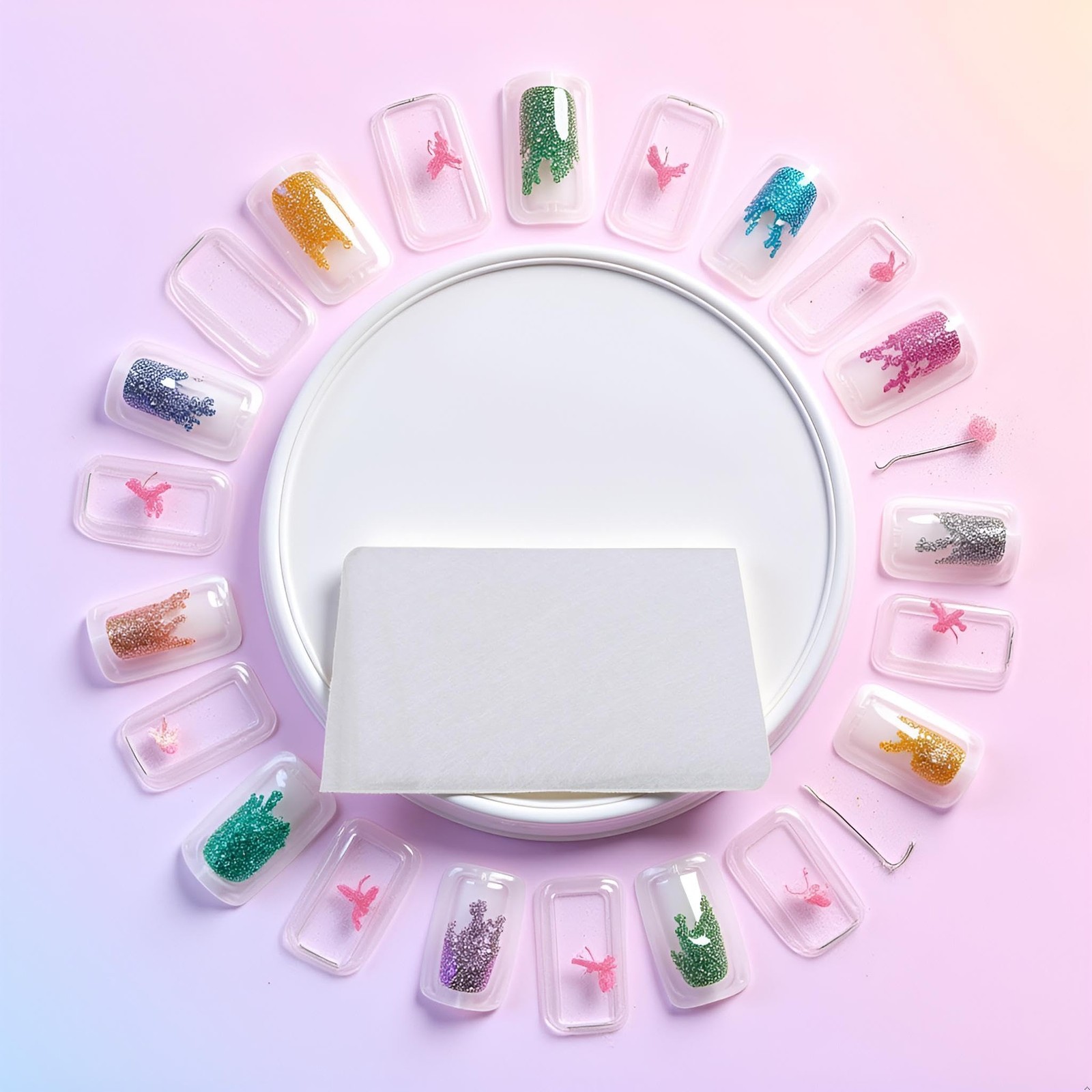 20Pcs White Nails Kit, Nail Extensions Kit Fiberglass Nail Art Builder Wrap S…