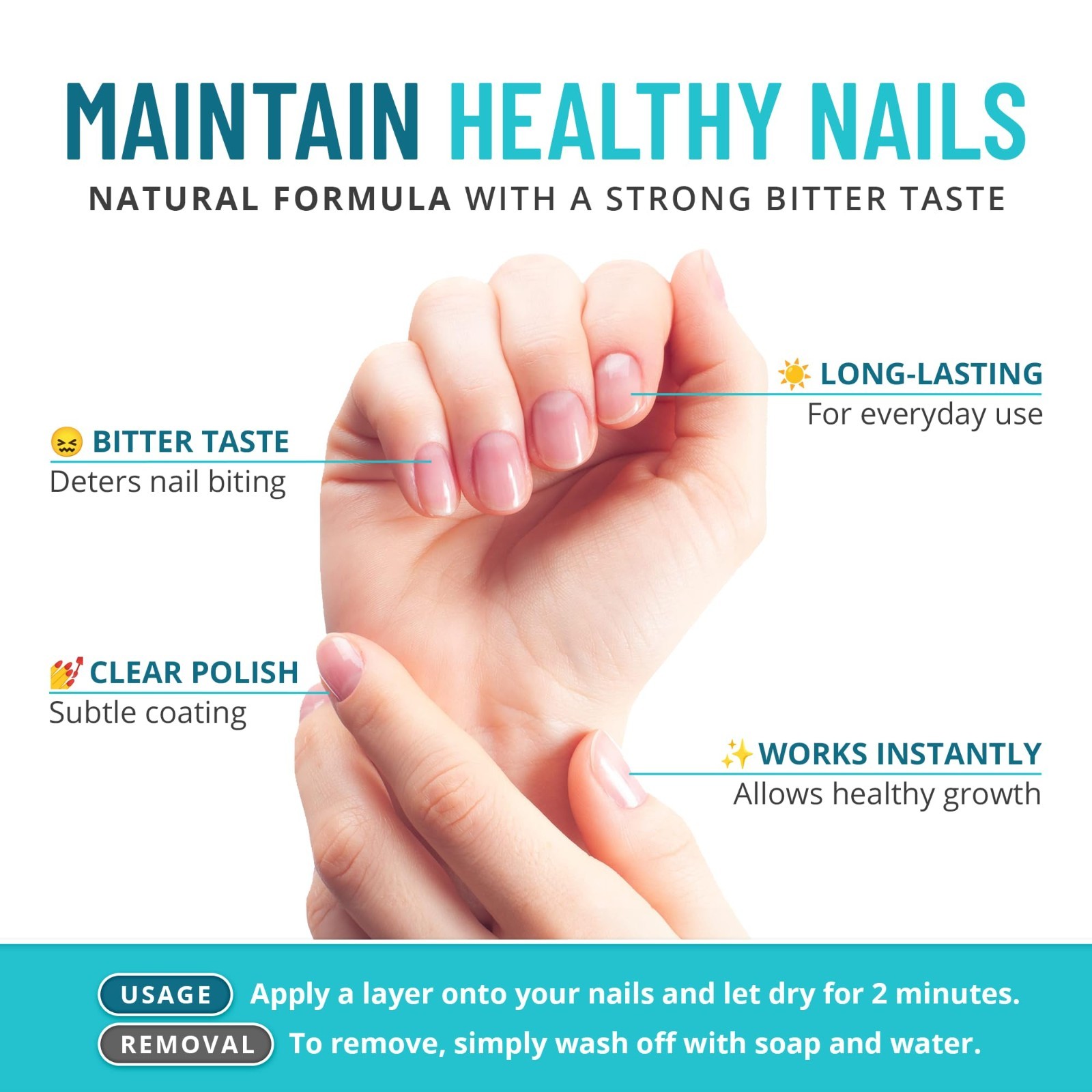 Nail Biting Treatment for Kids & Adults – Bitter No-Bite Polish, Non-Toxic, 0.5