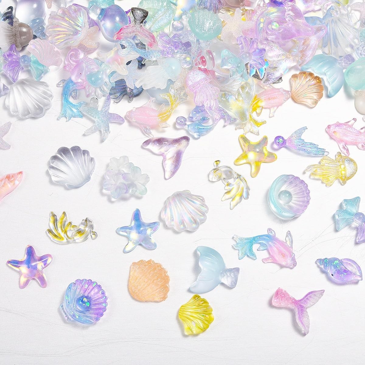 CnSybaris 200PCS Ocean Nail Resin Charms Silver