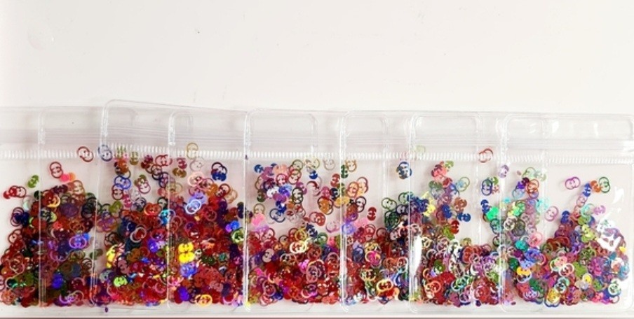 NWT NAIL ART DESIGN MULTICOLORED MIXTURE FLAT METALLIC FOIL LUXURY LOGO SEQUINS