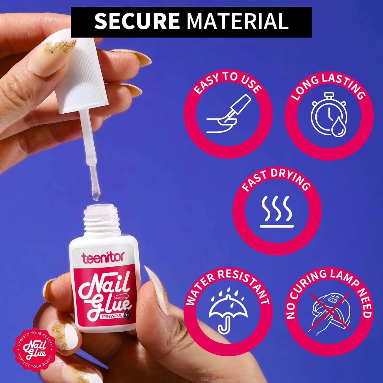 Strong Nail Glue, 42ml Professional for Press Ons, Brush-On for Acrylic Nails…