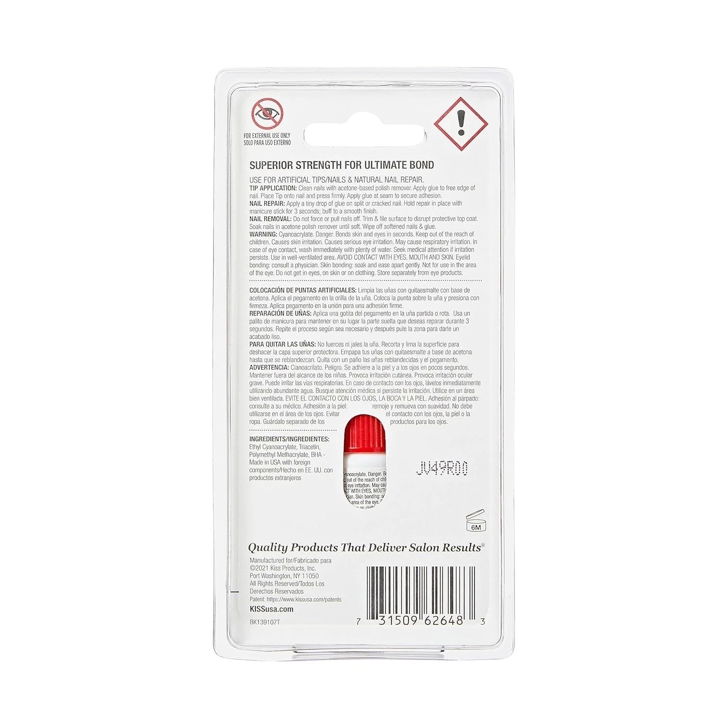 KISS PowerFlex Maximum Speed Nail Glue – Fast Drying Adhesive for Glue-On Nails