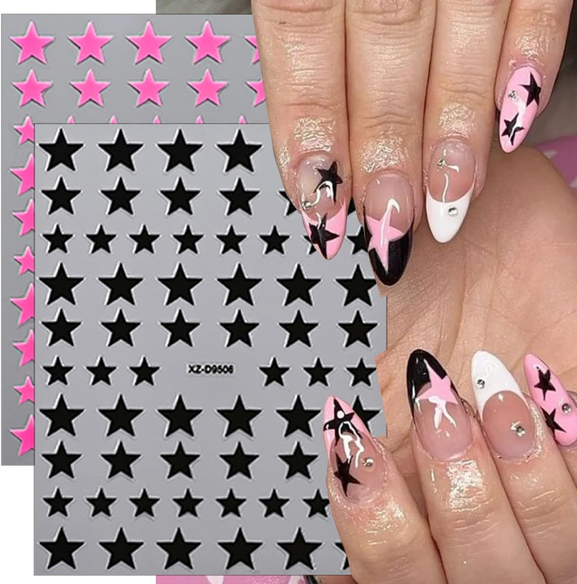 8 Sheets Star Nail Art Stickers Self-Adhesive 4Th of July Nail Decals Red White