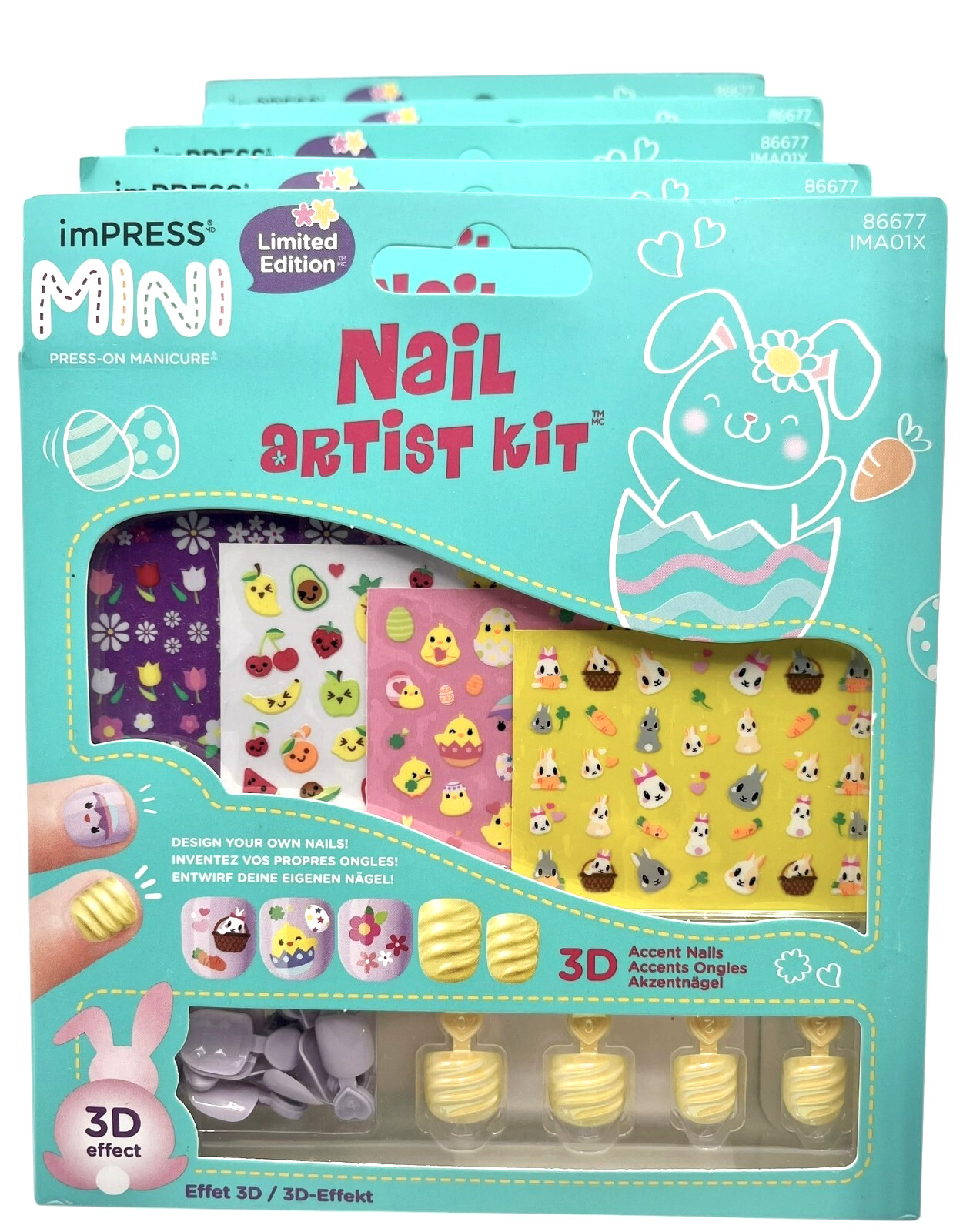 Lot of 50 KISS imPRESS MINI Press On Manicure Fake Nails for Kids Easter Spring