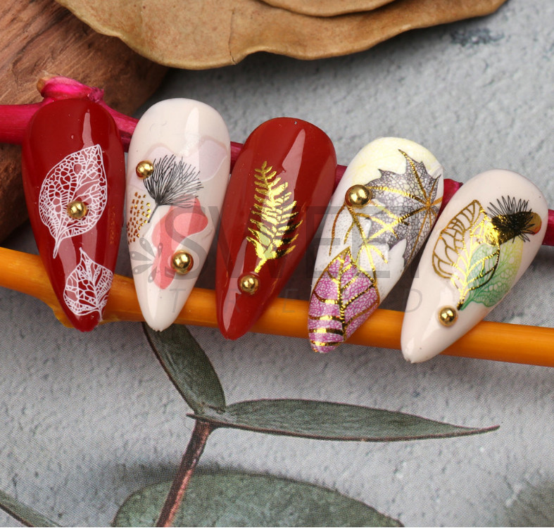 Nail Art Decals Stickers Thanksgiving Christmas Autumn Snowflake Lace Leaf NS42