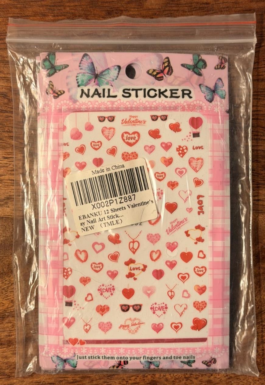 8 Sheets of Ebanku Just Stick Them DIY Valentines Day Art Nail Stickers