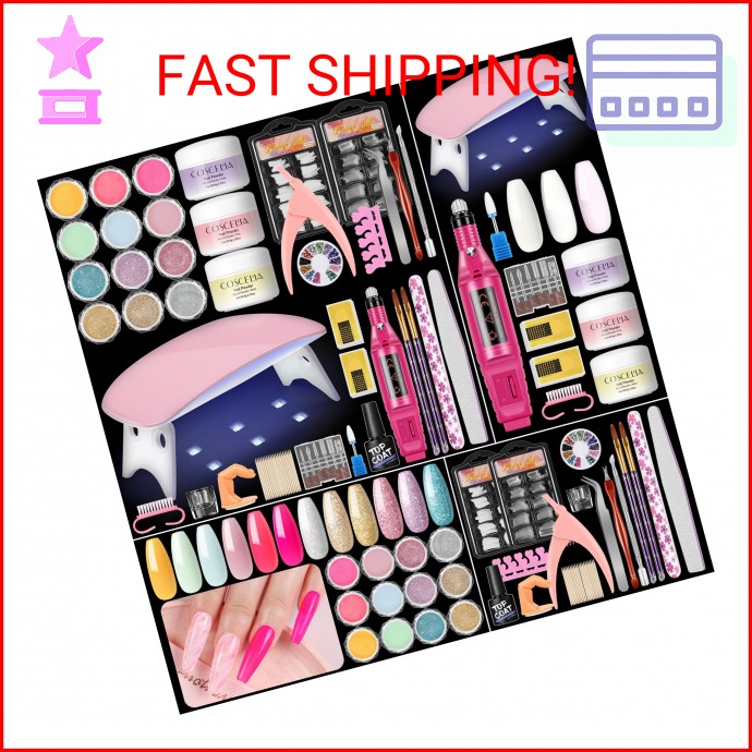 COSCELIA Acrylic Nail Kit for Beginners with Everything Professional Nails Kit A