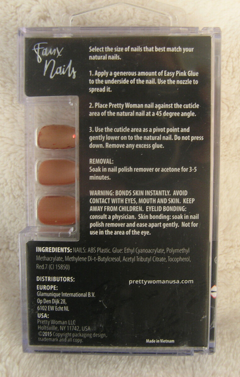 Pretty Woman 24 Faux Nails Bows Red Pink Glue Included Medium Coffin Shape