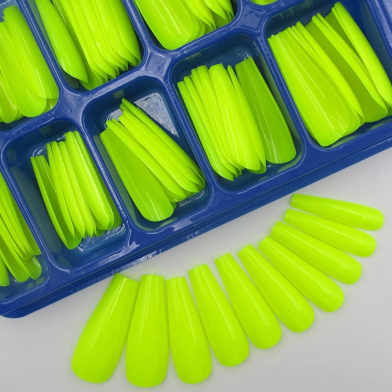 100pc Colored Long Coffin Press on Nails Artificial Acrylic Tips Ballerina Sh…