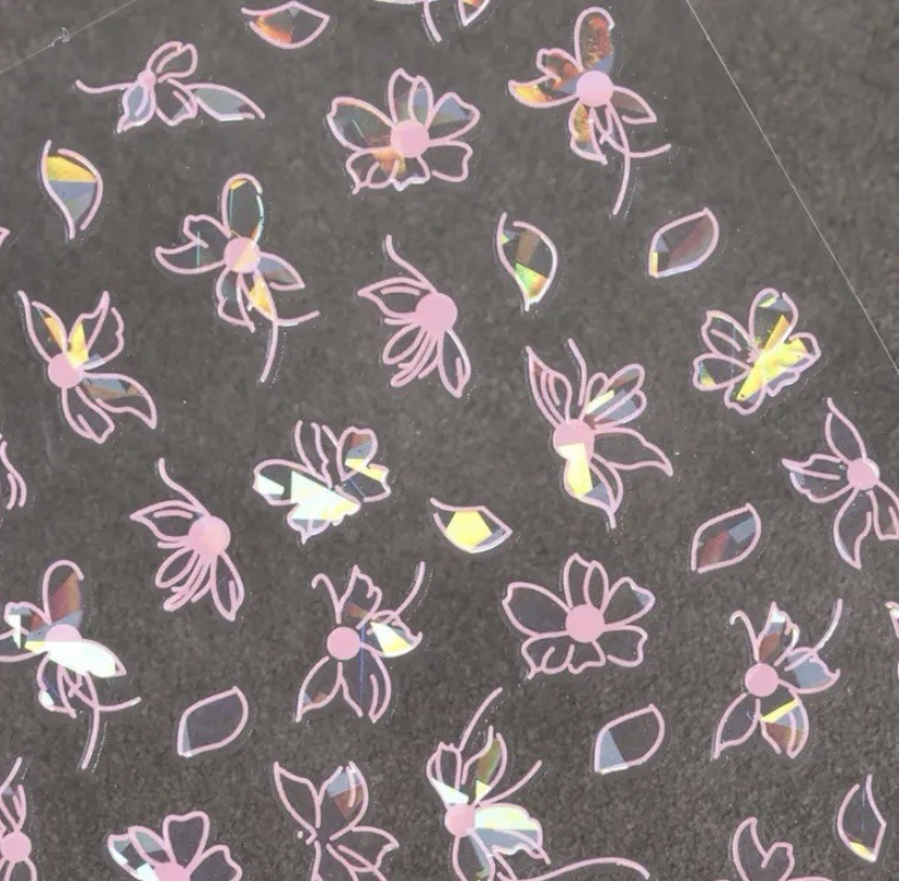 4 Sheets 3D Nail Stickers-ButterflyCharms, Iridescent Finish, Self-Adhesive