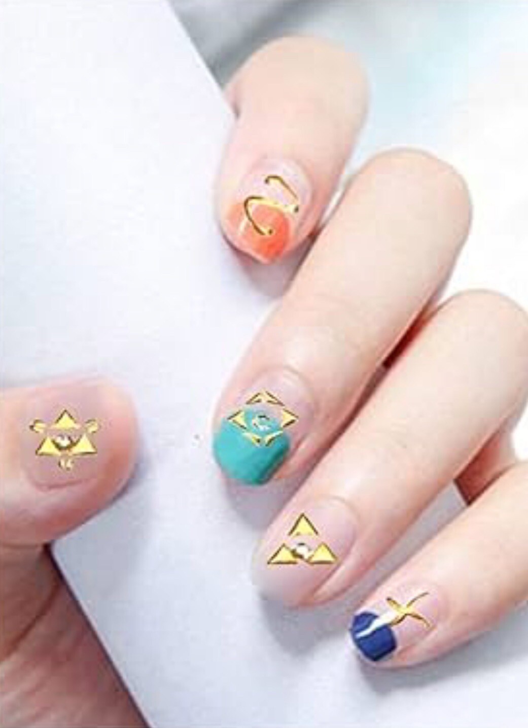 Nail Stickers Art Decal DIY Design 3D Waterproof Diamond Pyramid Triangle ZY1024