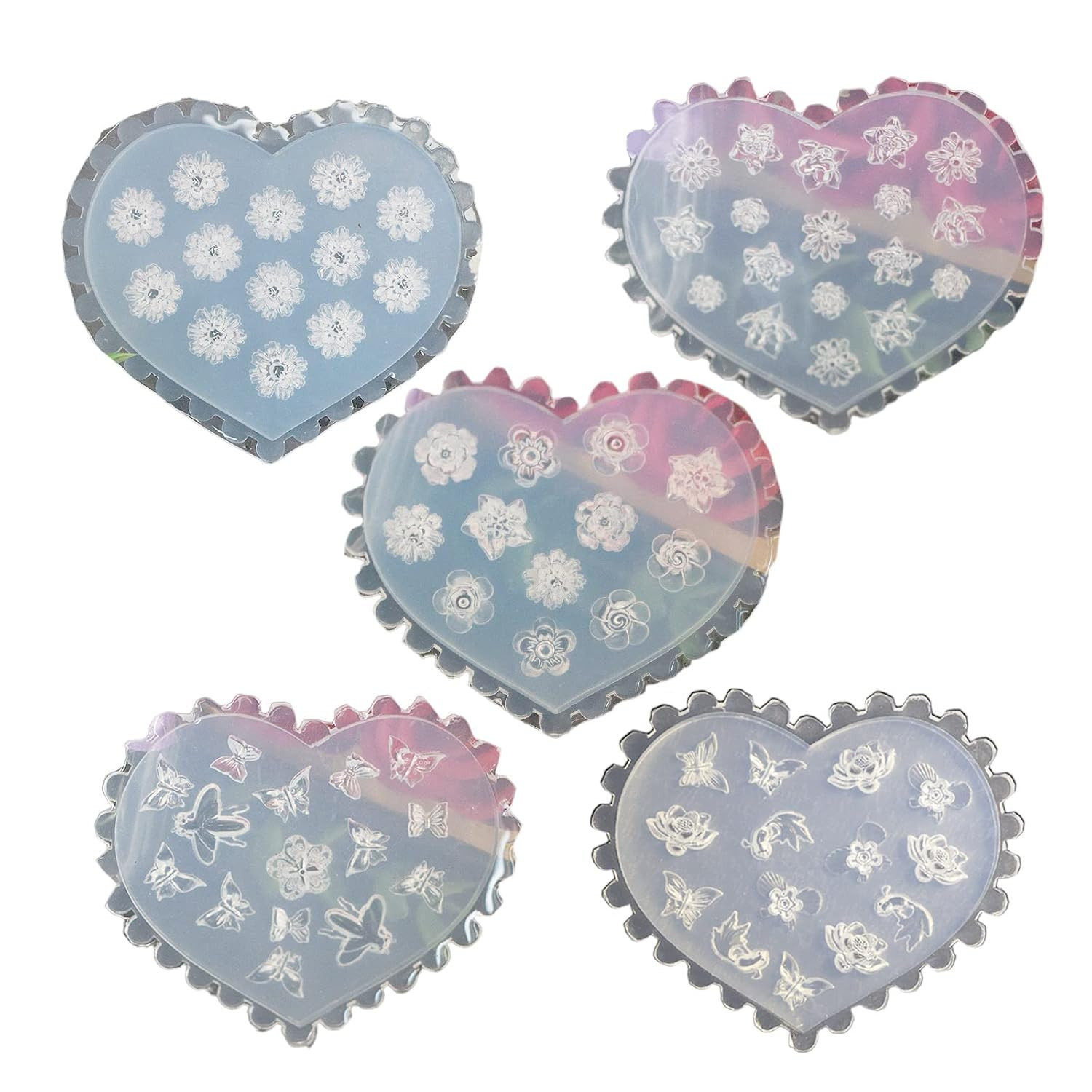 5-Piece 3D Silicone Flower Mold for Nail Art Decorations
