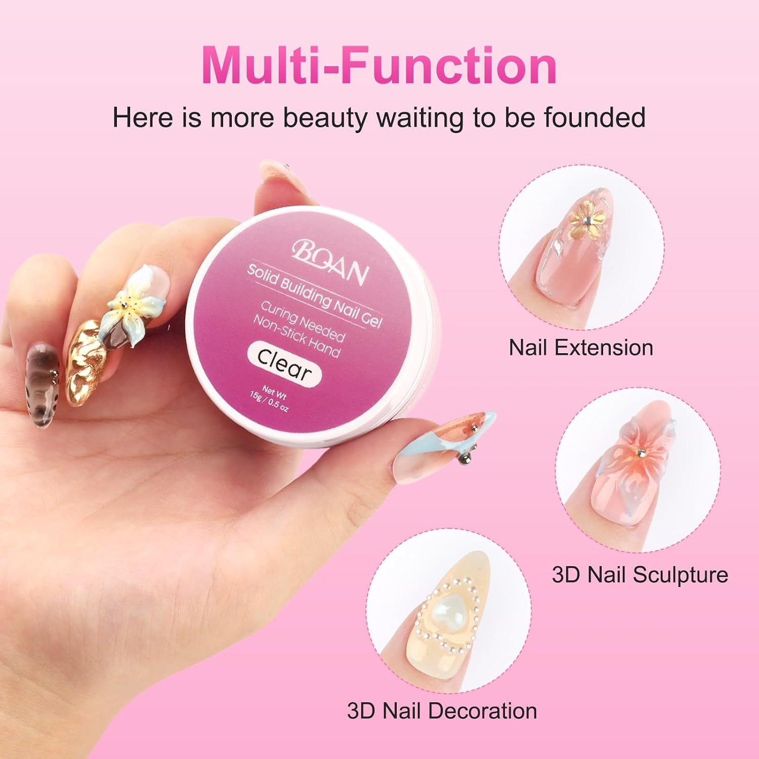 3D Sculpting Gel for Nail Art 2Pcs, White & Clear Solid Builder Gel | Non-Sticky