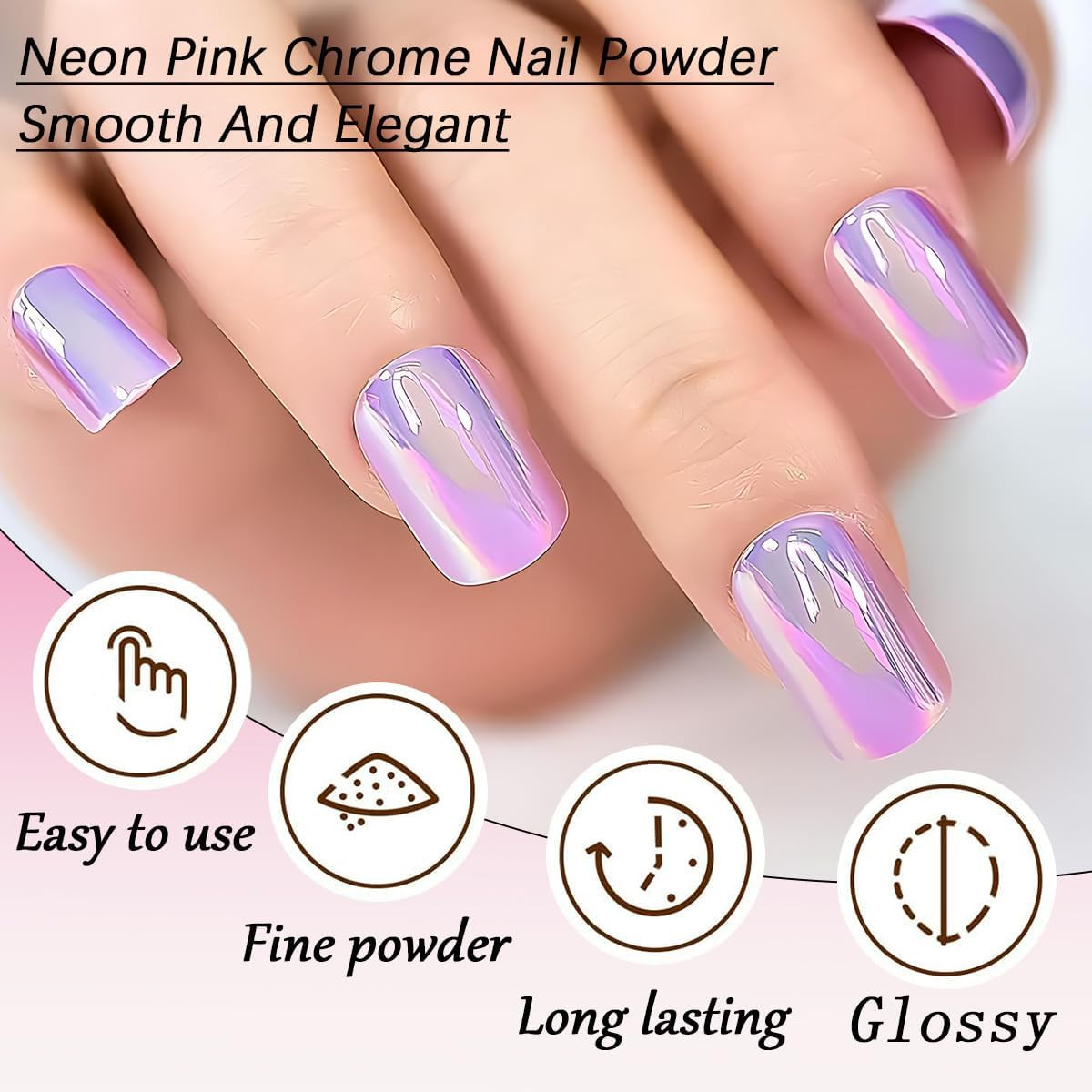 Holographic Unicorn Chrome Nail Powder Aurora Rainbow Neon Pigment Pink