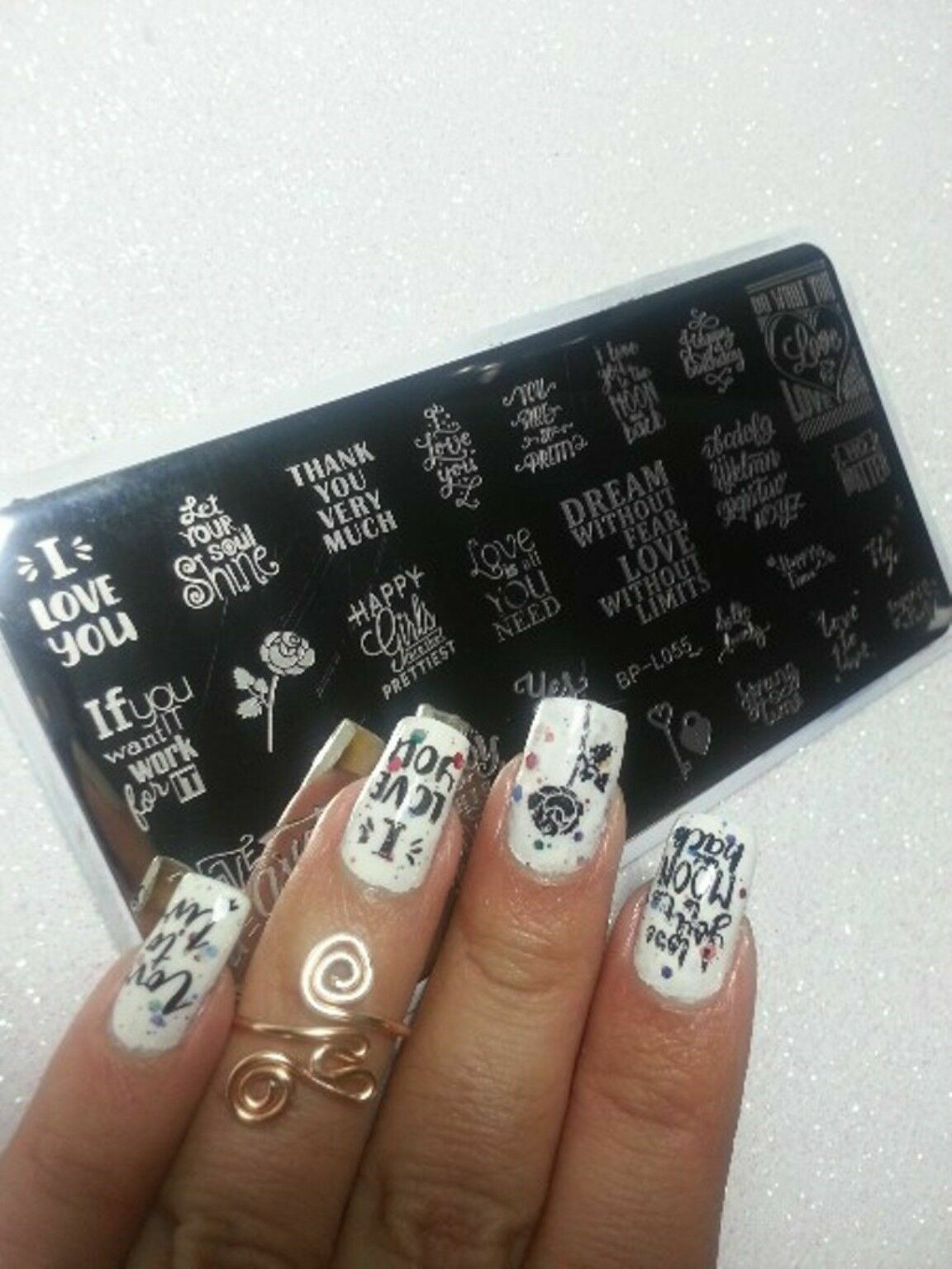 Letters Design Rectangle Stamping Template Manicure Nail Art Image Plate BPL055