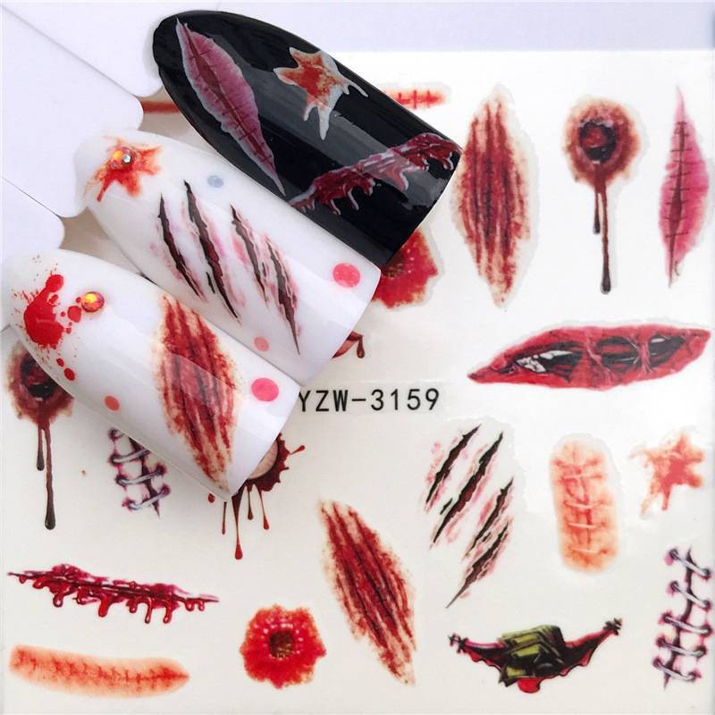 Stickers Nail Art Halloween Blood Hands Vampire Lips 3158 3159 Water Decals