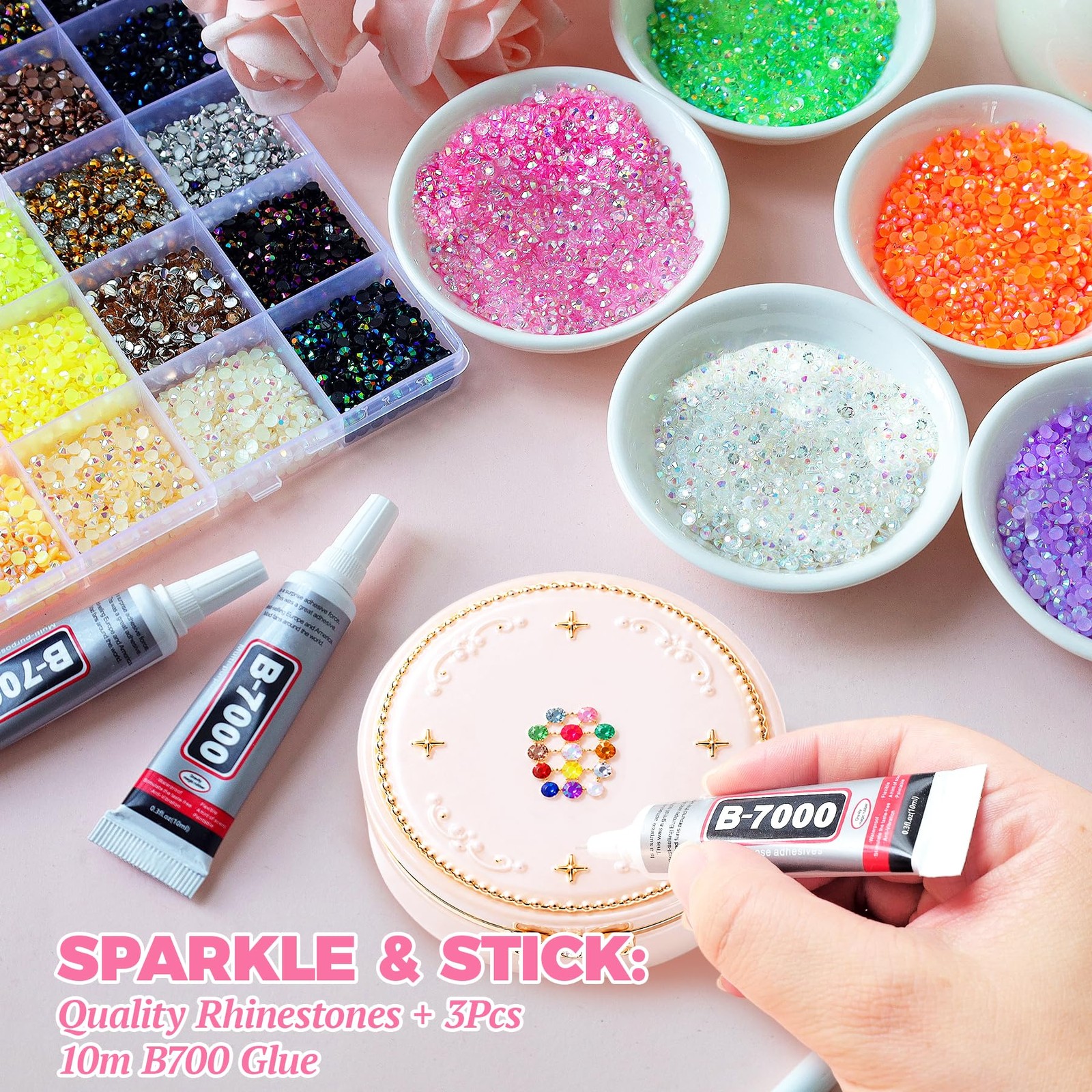 48000Pcs 36 Colors Resin Jelly Rhinestones for Bedazzling, 3mm Multicolor Fla…