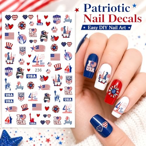 Set of 8 Patriotic 4th of July Nail Stickers