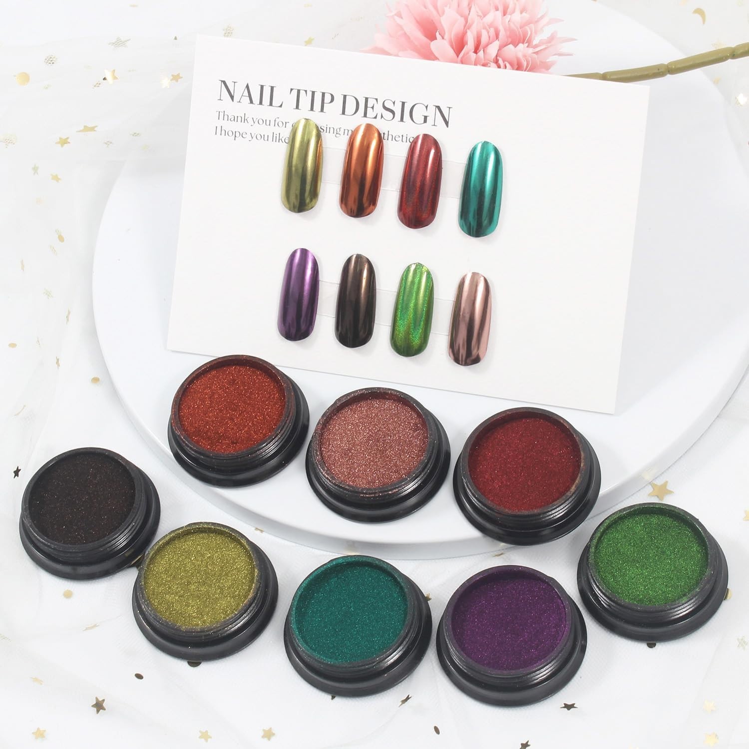 Elegant 16 Jar Chrome Pigment Powder Kit – Iridescent Nail Art Essentials