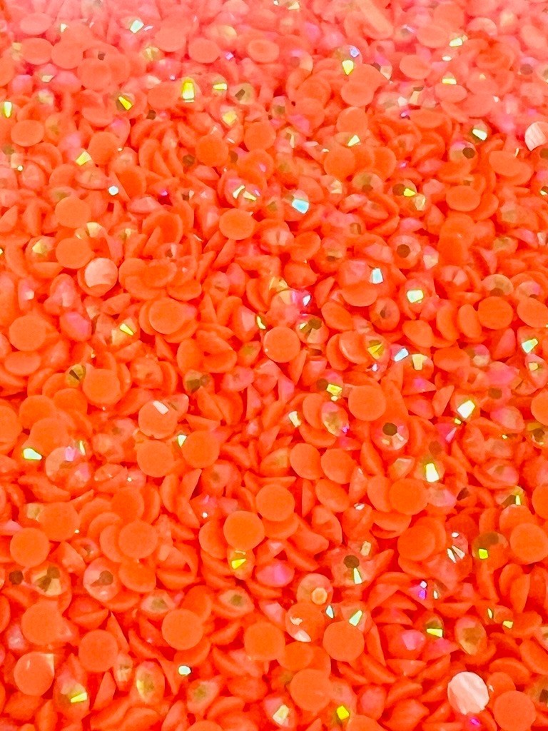 Neon Orange Rainbow Round Flat Back Resin 3mm Jewelry Crafting Nail Gems