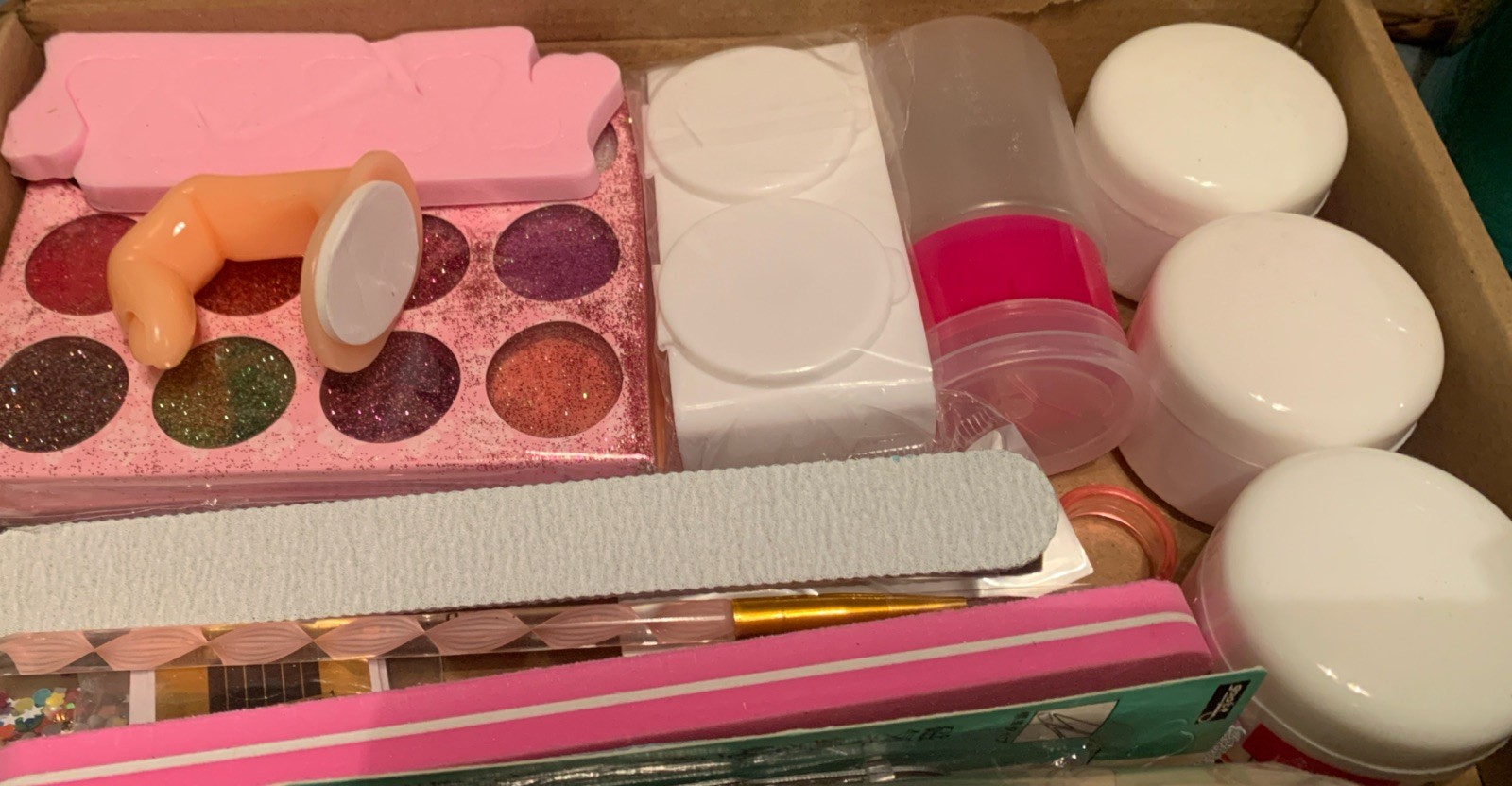 Acrylic Nail Starter Kit w/ Unused Glitter & Rhinestones – Beginner Friendly