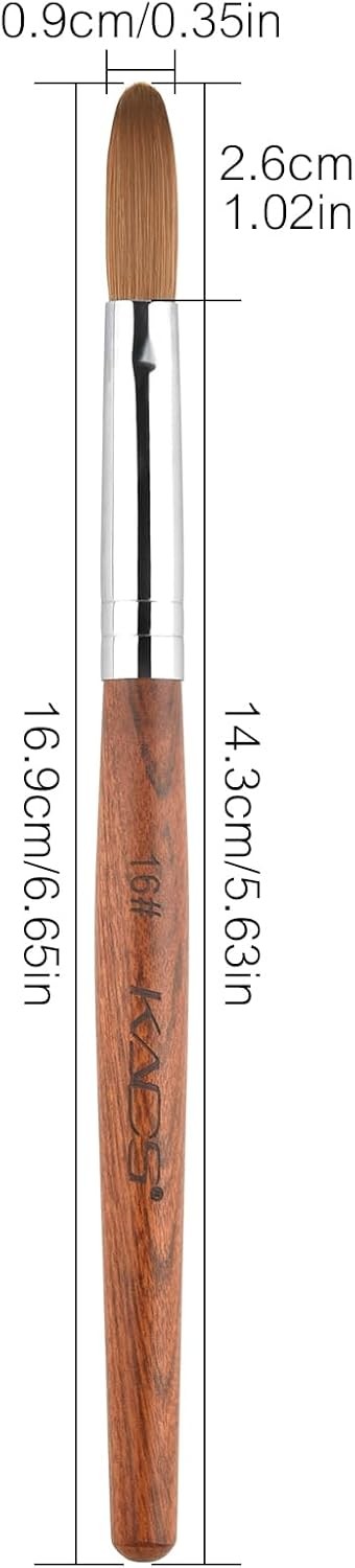 Nail Brush Koliy Sable Acrylic Nail Art Brush Profal Red Wooden