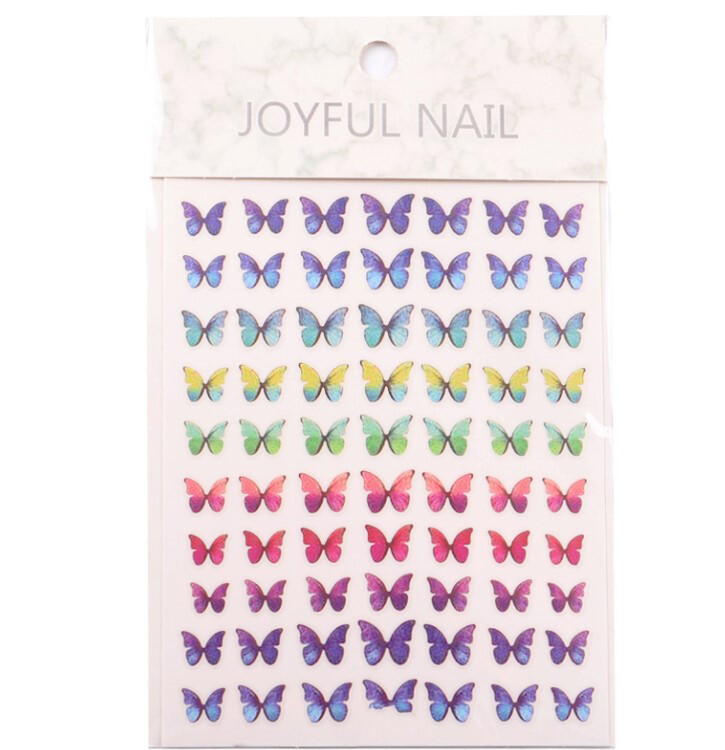 Colorful 3D Butterfly Nail Stickers Art DIY Designs Waterproof Decal Manicure