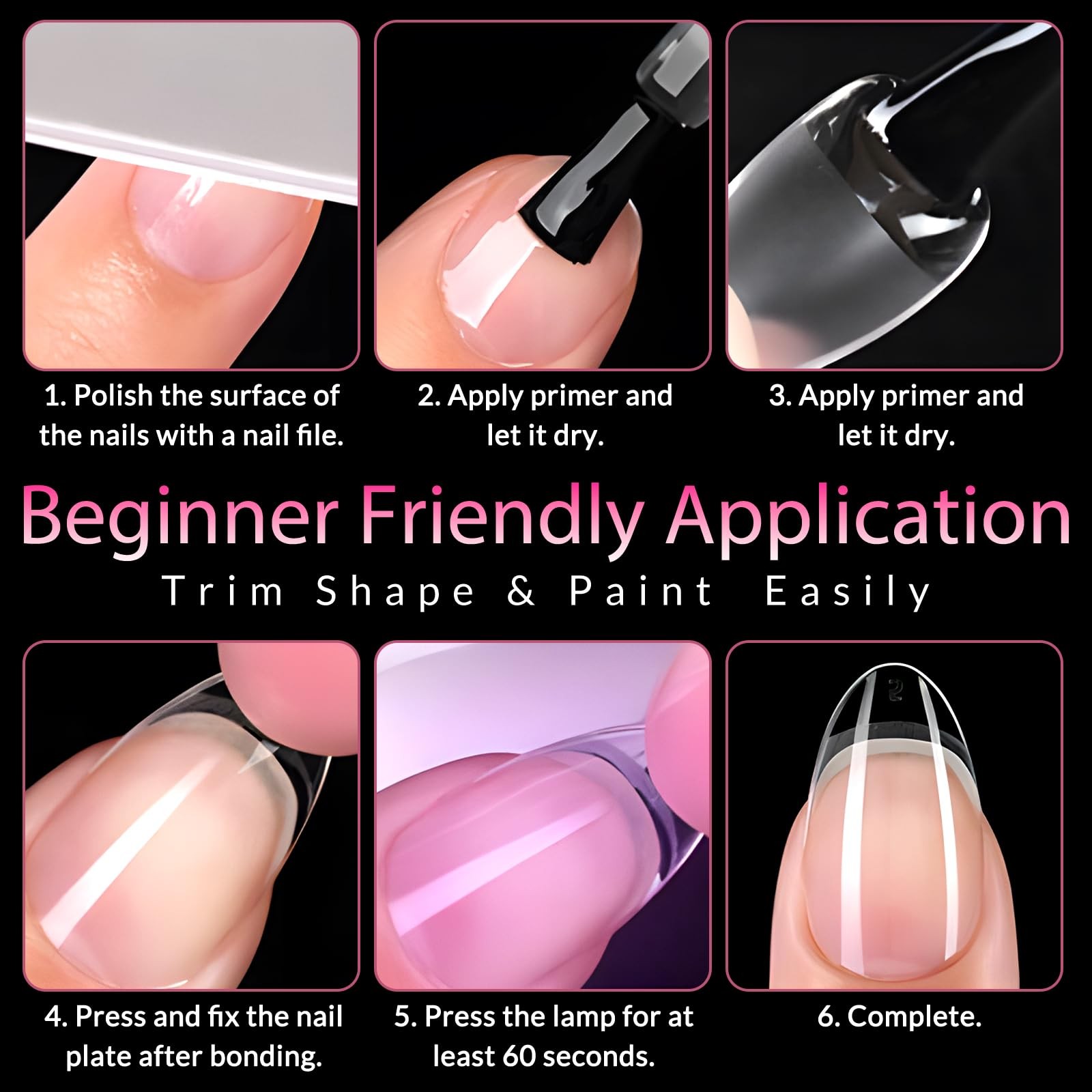 Medium Square Nail Tips, 240PCS Acrylic Nails Tip Full Cover Gel Nail Tips fo…