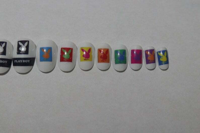 Colourful Playboy- press on nail set- (Set of 18 sizes 0-8)