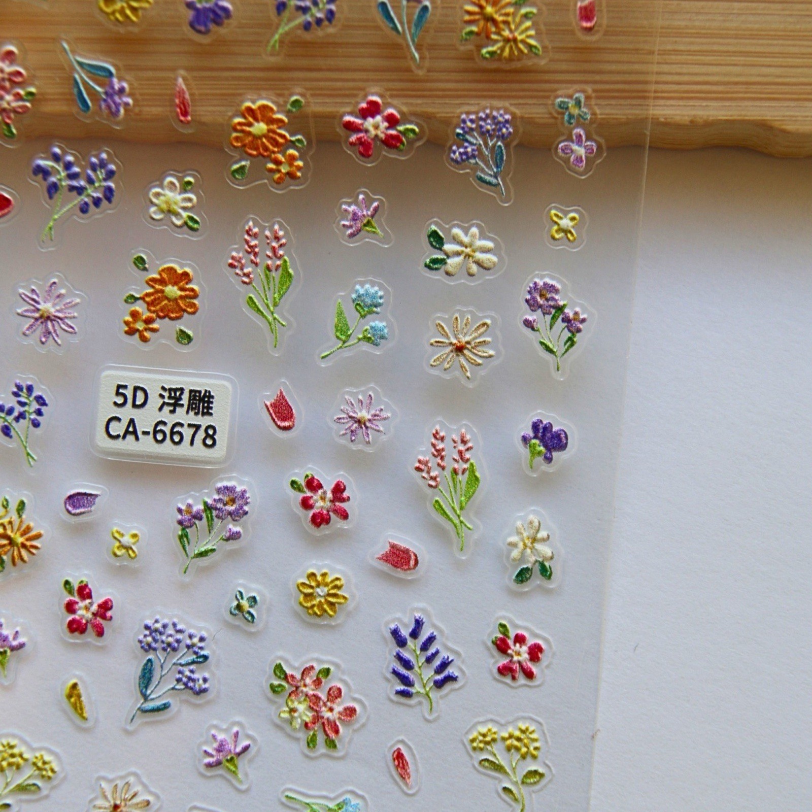 Pastel Floral 3D Nail Stickers Wild Flowers Nail Decals Colorful Flower Nails
